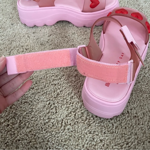 Lazy Oaf x Melissa Kick Off Heart Platform Sandals Pink Red Size 8 - Picture 7 of 10
